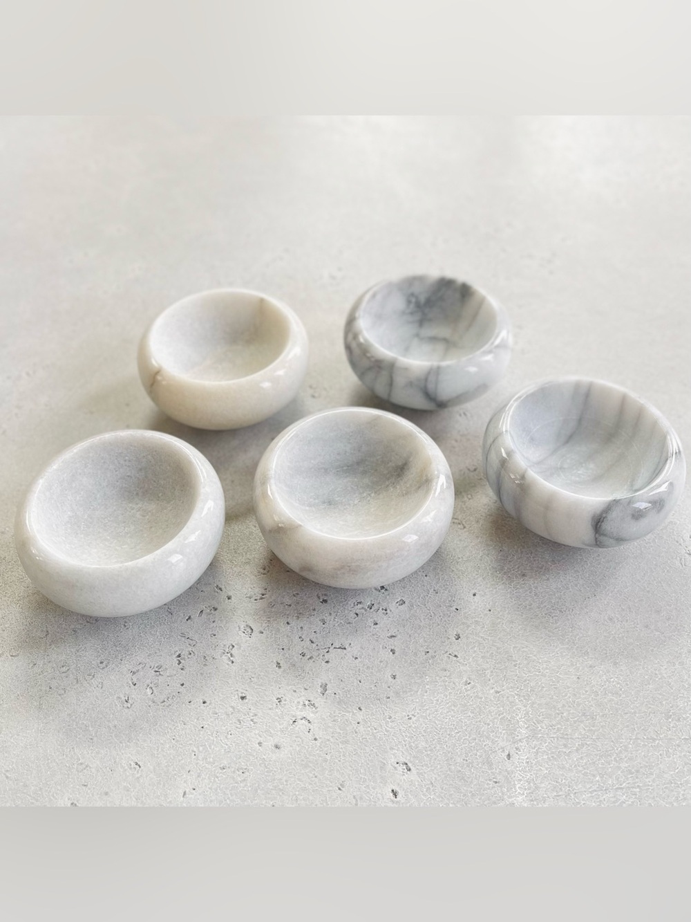 Set of 5 Mini Marble Mis En Place Prep Spice Ingredients Bowls